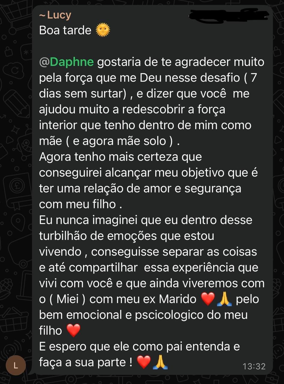 Mensagem de Lucy sobre o Desafio 7 Dias Sem Surtar